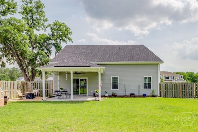 202 Thatcher St, Guyton, GA 31312 - back of property featuring a ceiling fan and a patio area