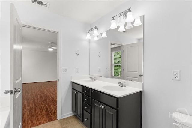 4 Crest View Cir, Pooler, GA 31322 - bathroom with double vanity, ceiling fan, and tile patterned floors