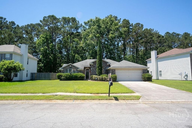 143 Village Lake Dr, Pooler, GA 31322 - view of front facade with driveway and stone siding