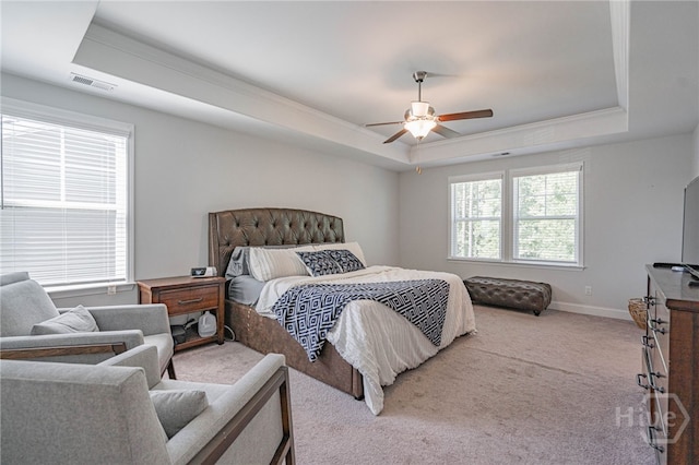 32 Brookhaven Dr, Savannah, GA 31407 - carpeted bedroom featuring a raised ceiling, a ceiling fan, and ornamental molding