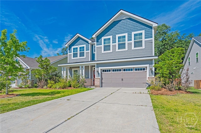 32 Brookhaven Dr, Savannah, GA 31407 - view of front of home with a garage, driveway, brick siding, and a porch