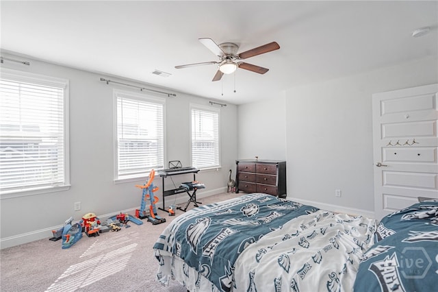 32 Brookhaven Dr, Savannah, GA 31407 - carpeted bedroom with baseboards and a ceiling fan
