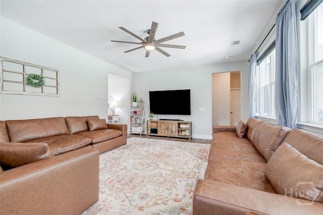 109 Amelia Ct, Guyton, GA 31312 - living room with a ceiling fan, baseboards, and wood finished floors