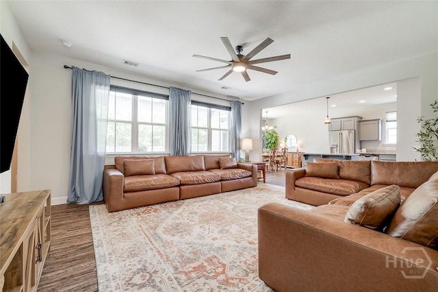 109 Amelia Ct, Guyton, GA 31312 - living area with a ceiling fan, wood finished floors, baseboards, and recessed lighting