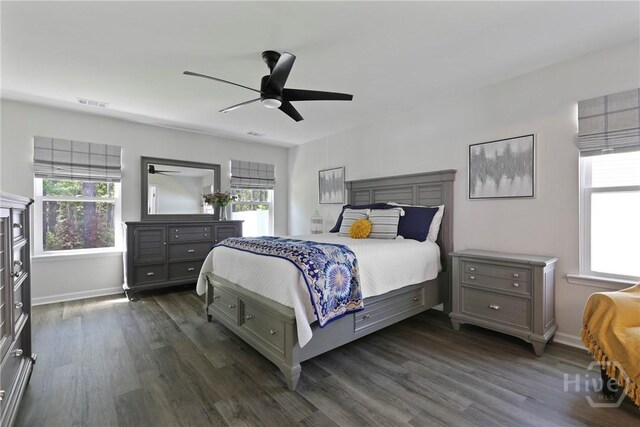 235 Cromer St, Savannah, GA 31407 - bedroom featuring dark wood finished floors, baseboards, and ceiling fan