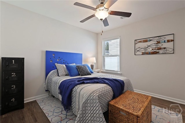 235 Cromer St, Savannah, GA 31407 - bedroom featuring baseboards, wood finished floors, and ceiling fan