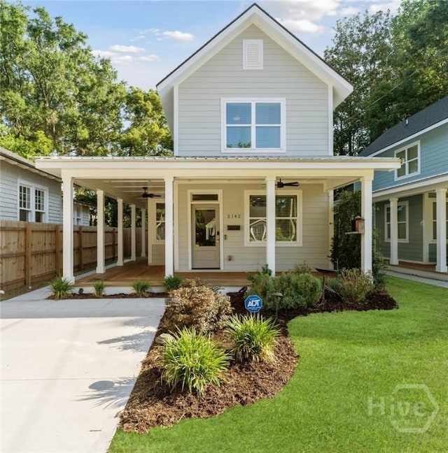 2142 New York Ave, Savannah, GA 31404 - view of front of property featuring ceiling fan and covered porch