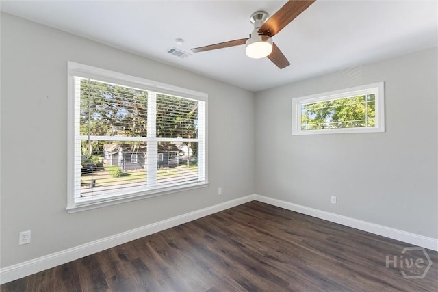 2142 New York Ave, Savannah, GA 31404 - empty room with a ceiling fan, baseboards, and dark wood-style floors