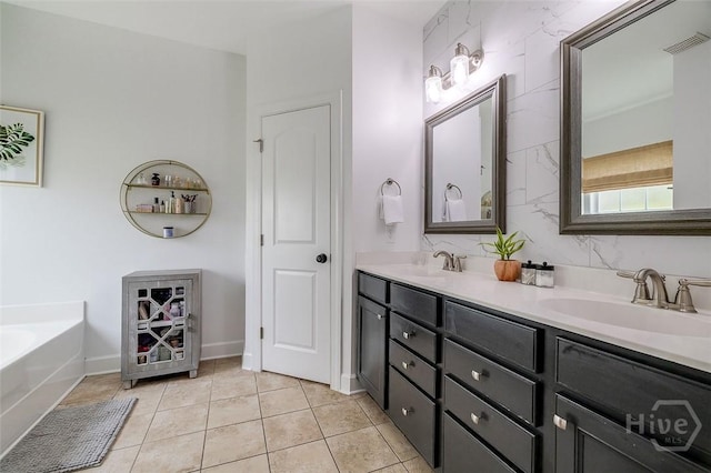 2 Iron Gate Ct, Pooler, GA 31322 - bathroom featuring double vanity, tile patterned flooring, and a bath