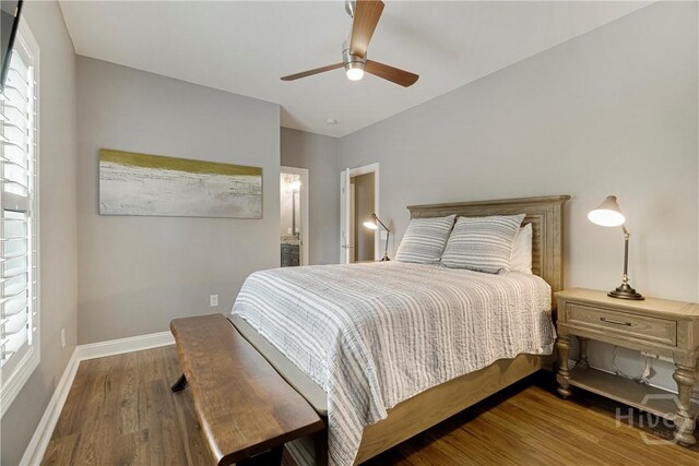 907 Cheryl St, Savannah, GA 31410 - bedroom featuring wood finished floors, baseboards, and ceiling fan