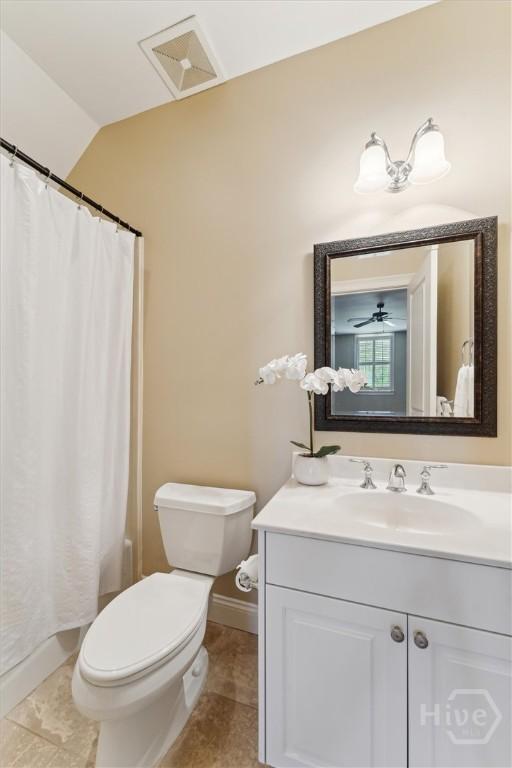 104 Post House Trl, Pooler, GA 31322 - bathroom with toilet, vanity, baseboards, and a shower with curtain