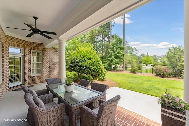 104 Post House Trl, Pooler, GA 31322 - view of patio featuring a ceiling fan and outdoor dining space
