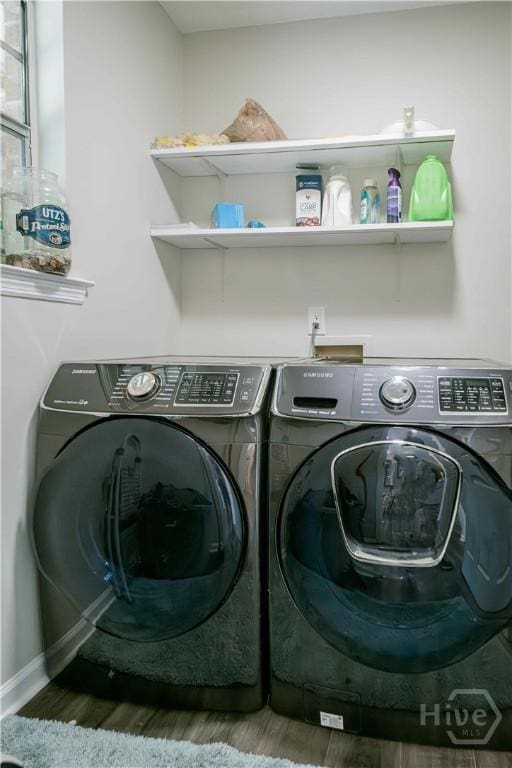 3 Black Forest Dr, Savannah, GA 31410 - washroom with washer and dryer, wood finished floors, and baseboards