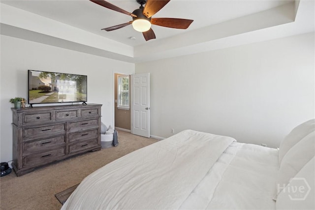 43 Godley Park Way, Savannah, GA 31407 - bedroom with light carpet, baseboards, ceiling fan, and a raised ceiling