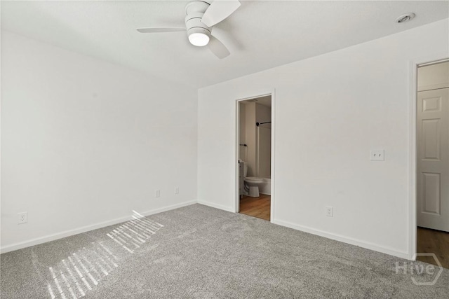 210 Walker Dr, Guyton, GA 31312 - unfurnished bedroom featuring carpet floors, baseboards, ensuite bath, and ceiling fan