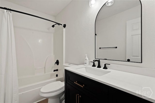 210 Walker Dr, Guyton, GA 31312 - full bathroom featuring toilet, vanity, and shower / bath combo with shower curtain