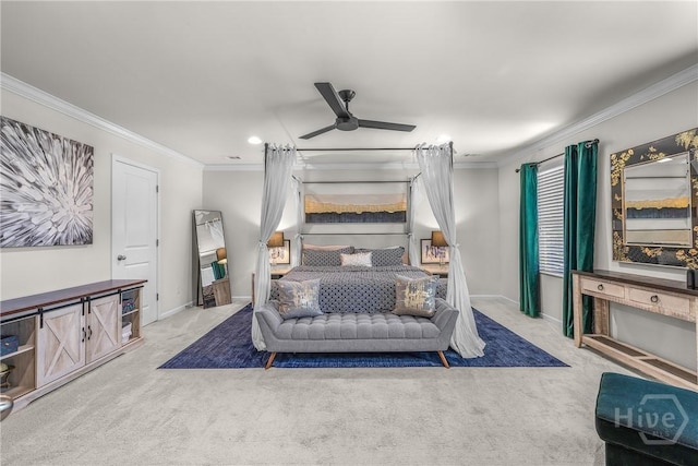 103 Safari Trl, Pooler, GA 31322 - bedroom with carpet, crown molding, recessed lighting, baseboards, and ceiling fan