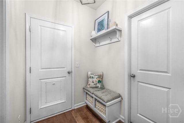 103 Safari Trl, Pooler, GA 31322 - mudroom featuring dark wood-type flooring and baseboards