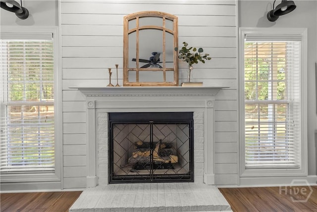 117 Myrtlewood Dr, Guyton, GA 31312 - detailed view of a brick fireplace and wood finished floors