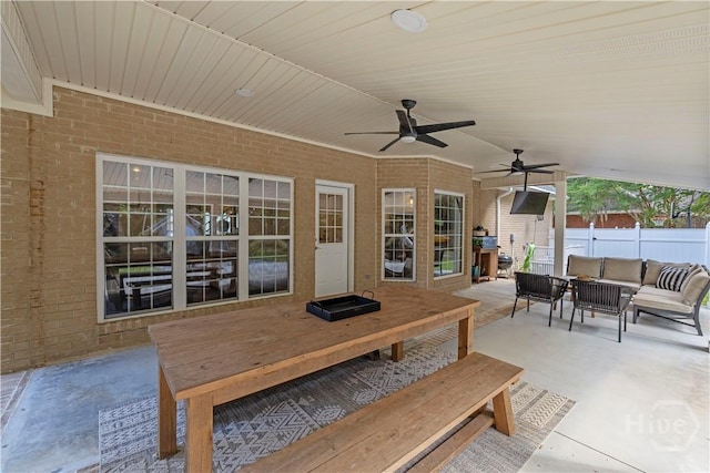 117 Myrtlewood Dr, Guyton, GA 31312 - view of patio / terrace featuring an outdoor living space and ceiling fan