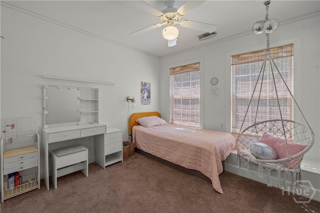 117 Myrtlewood Dr, Guyton, GA 31312 - carpeted bedroom featuring a ceiling fan and crown molding
