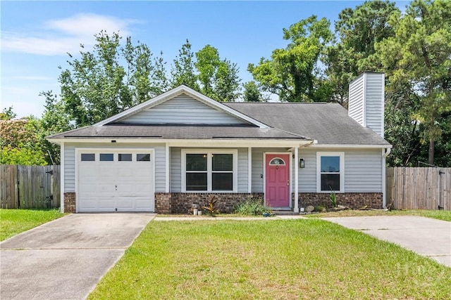 103 Mapmaker Cv, Savannah, GA 31410 - view of front of home featuring concrete driveway, a chimney, stone siding, an attached garage, and a shingled roof