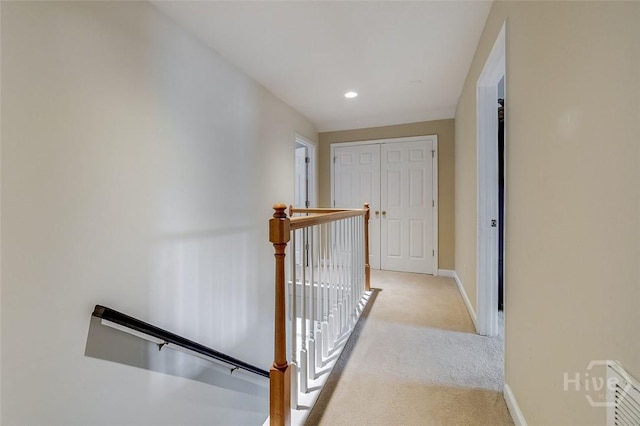 101 Sabal Ln, Savannah, GA 31405 - hall featuring an upstairs landing, baseboards, carpet floors, and recessed lighting