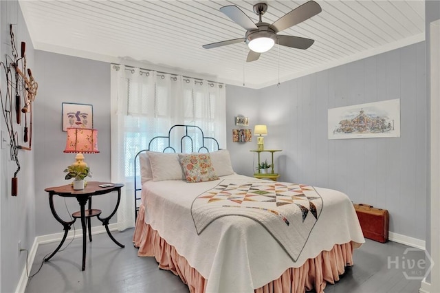 14 Bright St, Tybee Island, GA 31328 - bedroom featuring wood finished floors, baseboards, a ceiling fan, and wood ceiling