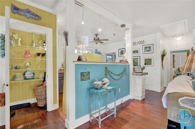 14 Bright St, Tybee Island, GA 31328 - interior space with attic access, hardwood / wood-style flooring, and baseboards