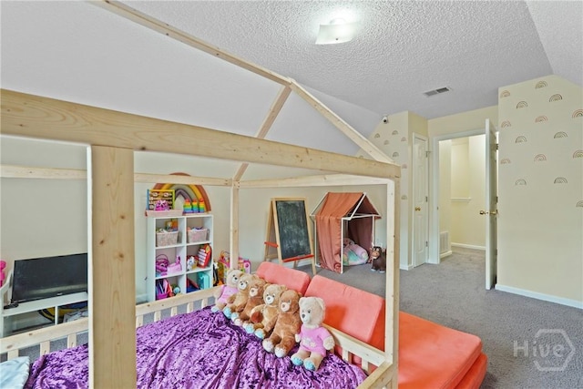 21 Hawser Way, Port Wentworth, GA 31407 - bedroom with carpet flooring, a textured ceiling, baseboards, and vaulted ceiling