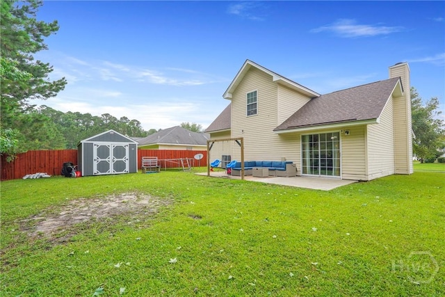21 Hawser Way, Port Wentworth, GA 31407 - rear view of property featuring a patio area, an outdoor hangout area, a chimney, and roof with shingles