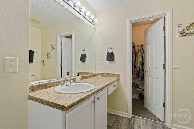 21 Hawser Way, Port Wentworth, GA 31407 - bathroom with wood finished floors, vanity, a textured ceiling, and a spacious closet