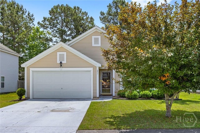 231 Tigers Paw Dr, Pooler, GA 31322 - view of front of house with a front yard, concrete driveway, and an attached garage