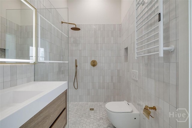 316 W 38th St, Savannah, GA 31401 - full bath with toilet, a walk in shower, tile walls, and vanity