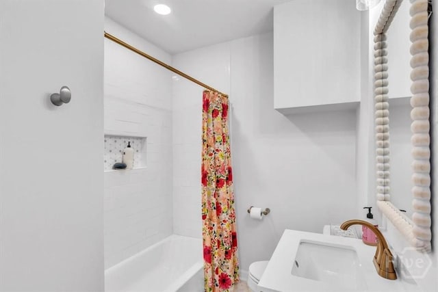 2117 E 42nd St, Savannah, GA 31404 - bathroom with a sink, shower / bath combination with curtain, and toilet