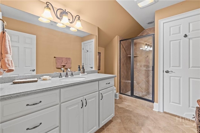 312 Spanton, Pooler, GA 31322 - bathroom with vanity, a shower stall, and tile patterned flooring