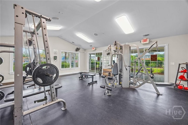 1 Westbourne Way, Savannah, GA 31407 - workout area featuring lofted ceiling and baseboards