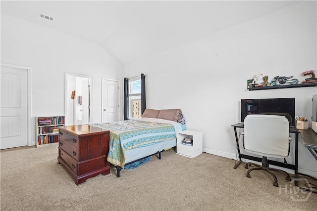 208 Cherokee Oaks Xing, Hinesville, GA 31313 - carpeted bedroom featuring vaulted ceiling, a desk, and baseboards