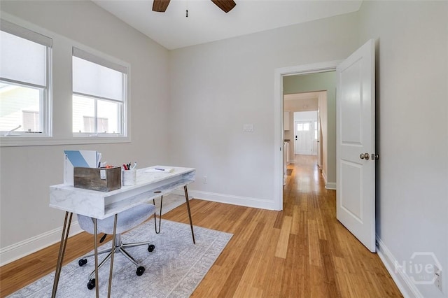 115 Daisy Ct, Savannah, GA 31404 - office space with light wood-style floors, baseboards, and a ceiling fan