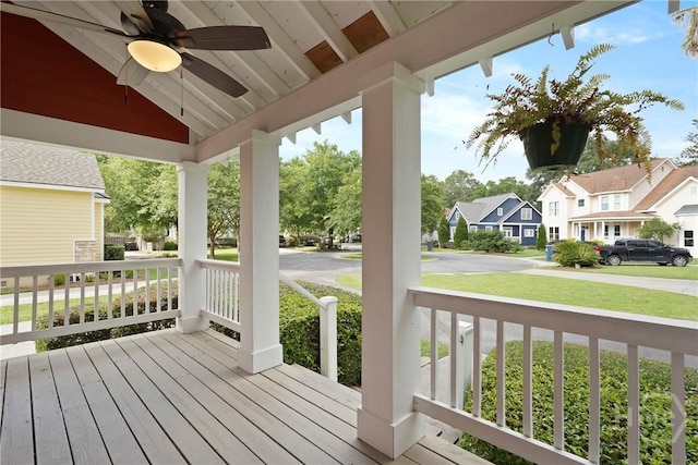 115 Daisy Ct, Savannah, GA 31404 - wooden porch featuring a residential view and a ceiling fan