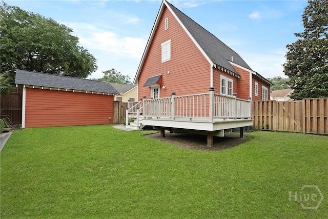 115 Daisy Ct, Savannah, GA 31404 - back of house with a wooden deck, a shingled roof, and an outdoor structure