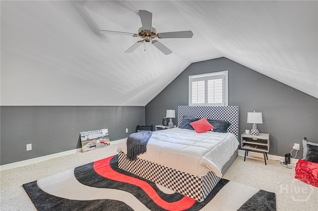 16 Middleton Rd, Savannah, GA 31411 - carpeted bedroom with vaulted ceiling, baseboards, and ceiling fan