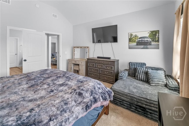 402 Abode Ave, Hinesville, GA 31313 - carpeted bedroom featuring high vaulted ceiling