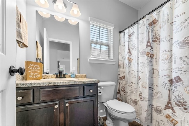 402 Abode Ave, Hinesville, GA 31313 - full bath featuring vanity, toilet, and a shower with curtain