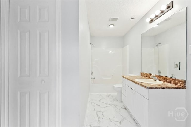 17 Walthour Cv, Savannah, GA 31410 - full bathroom featuring marble look tiles, vanity, bathtub / shower combination, toilet, and a closet
