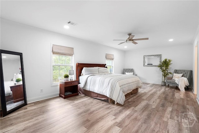 550 Brogdon Rd, Guyton, GA 31312 - bedroom featuring wood finished floors, baseboards, recessed lighting, and a ceiling fan