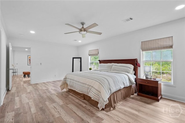 550 Brogdon Rd, Guyton, GA 31312 - bedroom featuring light wood-type flooring, recessed lighting, baseboards, and ceiling fan