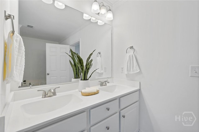550 Brogdon Rd, Guyton, GA 31312 - full bathroom featuring crown molding and double vanity