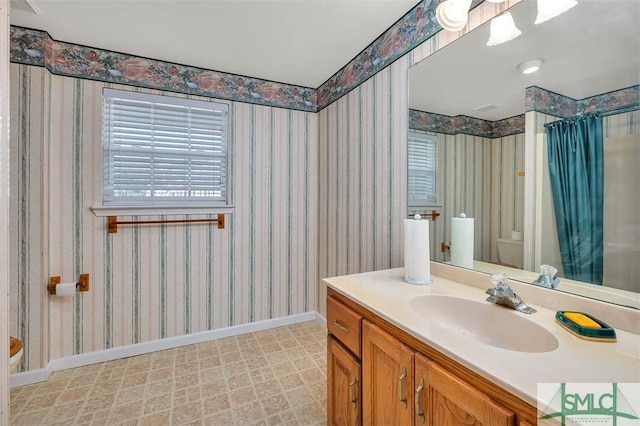 1056 Fiddler Trce, Townsend, GA 31331 - full bath featuring vanity, tile patterned floors, baseboards, toilet, and a shower with shower curtain