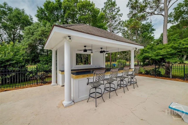 428 Roberts Way, Rincon, GA 31326 - view of patio with a ceiling fan and view of wooded area